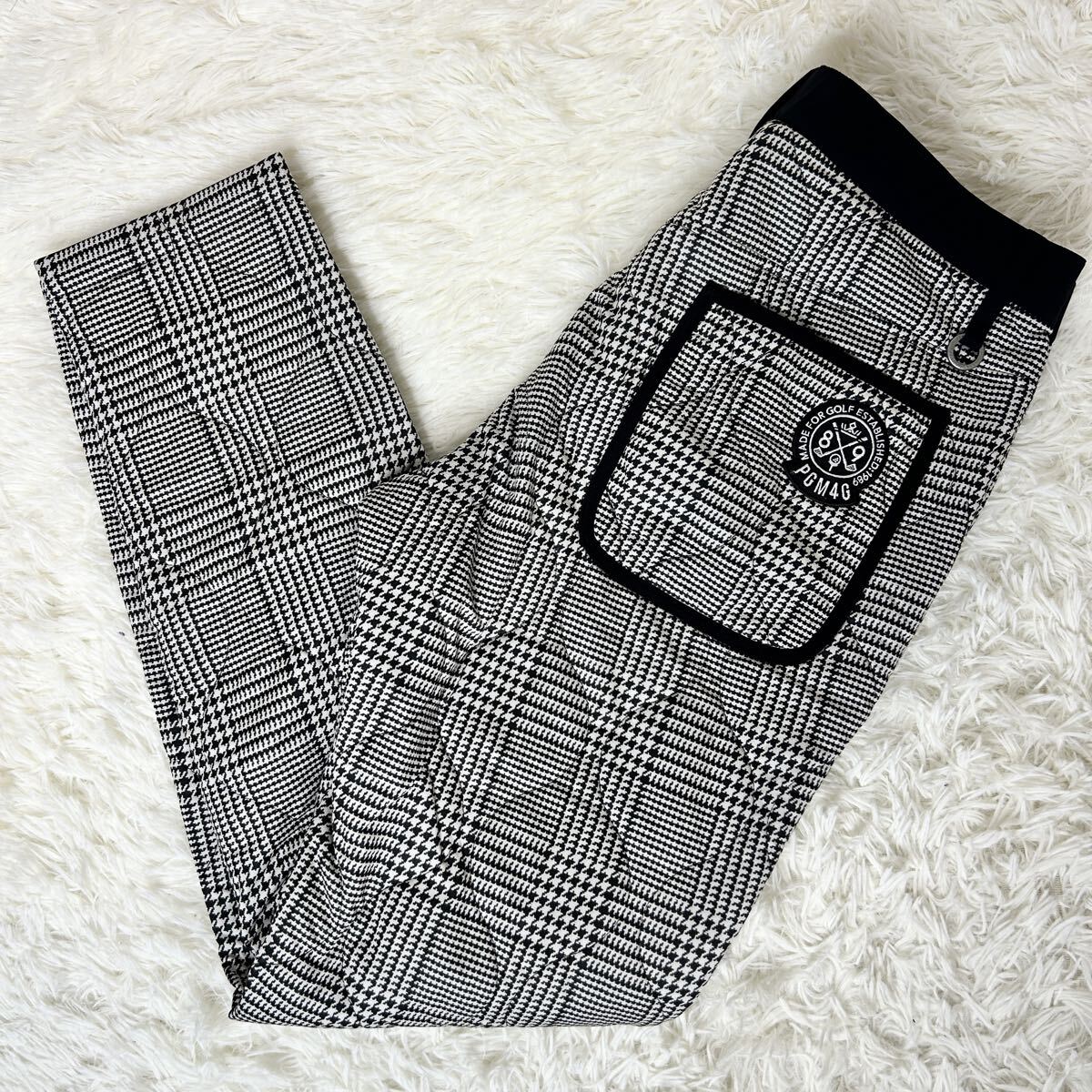美品/XL!!◎パーリーゲイツ PEARLY GATES 中綿パンツ 6 キルティング 千鳥柄暖パン 蓄熱 刺繍 ロゴ ゴルフ メンズ 防風 極暖 スラックス 拍卖