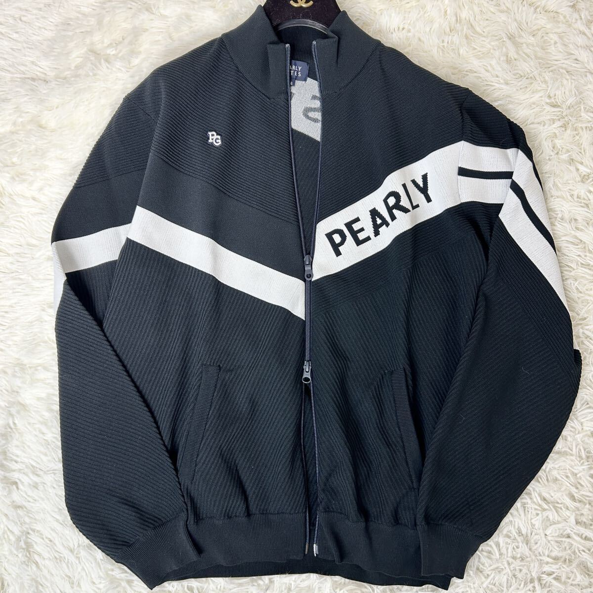 大きいサイズXL 6 近年モデル・ほぼ未使用PEARLY GATES パーリーゲイツ ブルゾン ジャケット ダブルジップ ゴルフウェア 黒 メンズ ニット拍卖