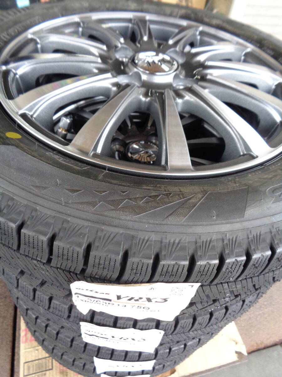 S408 未使用 BSブリザックVRX3 155/65R14+アルミホイール 14×4.5J 100-4H 45 軽自動車用 新品スタッドレス4本セット拍卖