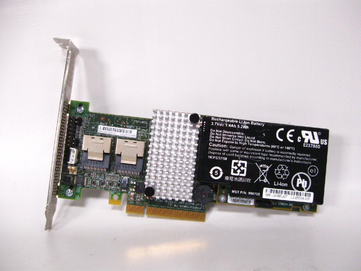 ▽LSI MegaRAID 9260-8i SAS/SATA RAIDコントローラ 512MB RAID0/1/5/6 PCI-EX 中古 LSIiBBU07 バッテリー付き L3-25121-85B拍卖