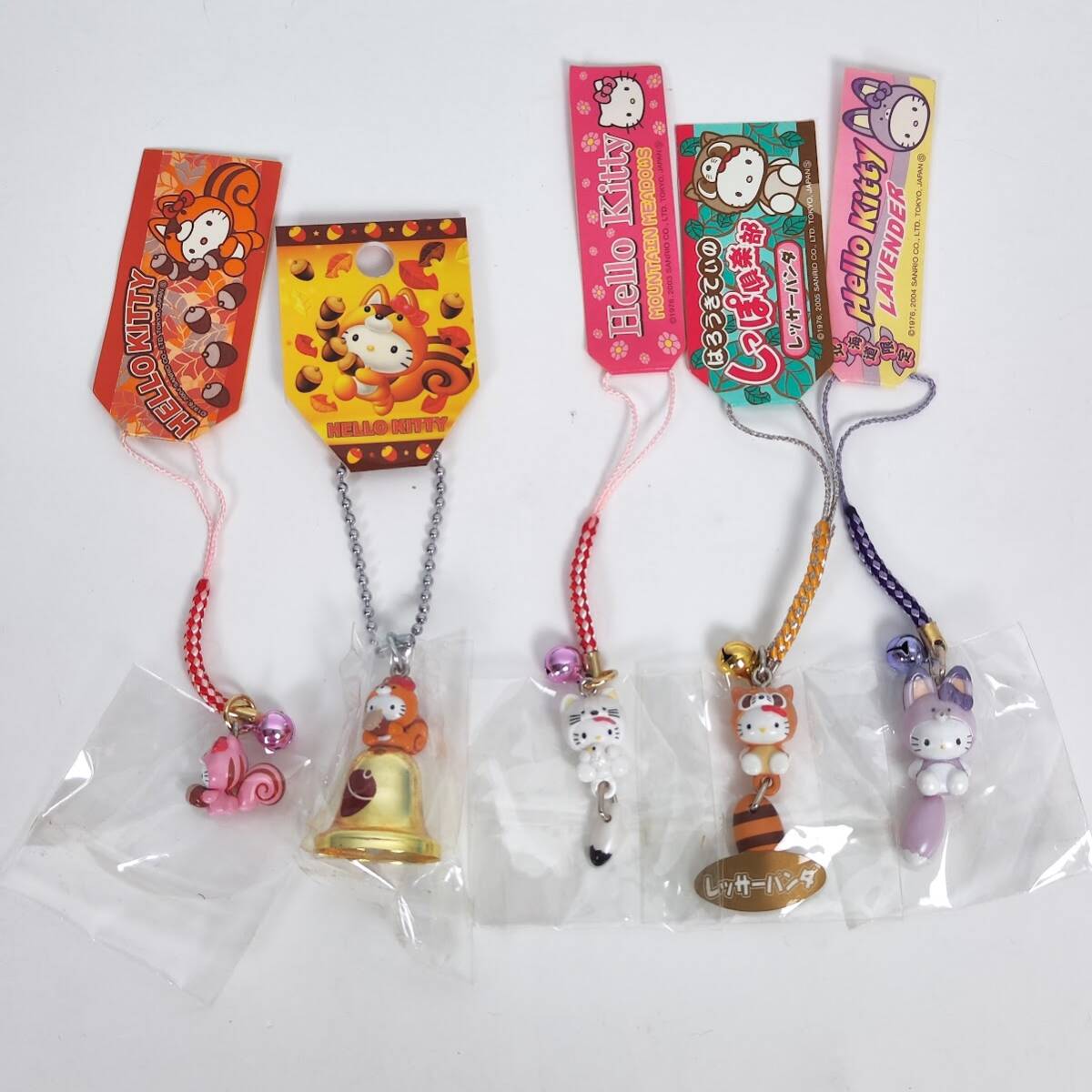 ハローキティ 根付け しっぽ倶楽部 レッサーパンダ/シマリス/ラベンダー キツネ/オコジョ 雷鳥 着ぐるみ ご当地 Hello Kitty ストラップ拍卖