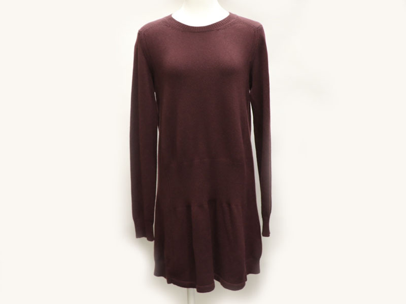 〇値下げ【 ルイヴィトン LOUIS VUITTON 】 カシミヤニットワンピース ボルドー イタリア製 サイズM レディース 8755-0拍卖