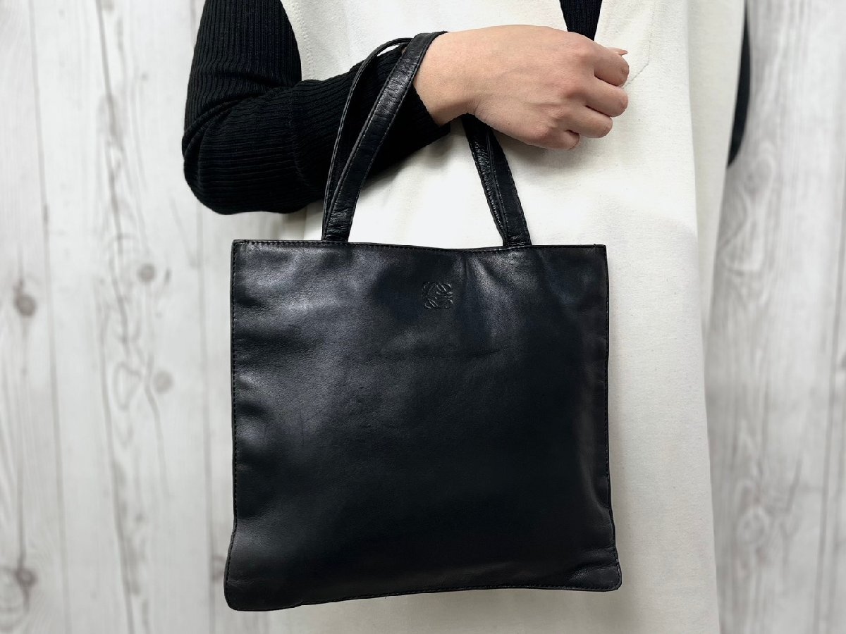 美品 LOEWE ロエベ アナグラム ハンドバッグ バッグ ナッパレザー 黒 92448拍卖