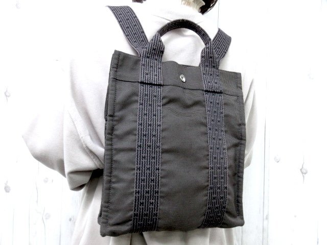 極美品 HERMES エルメス エールライン アドPM リュックサック トートバッグ バッグ キャンバス グレー 91265Y拍卖
