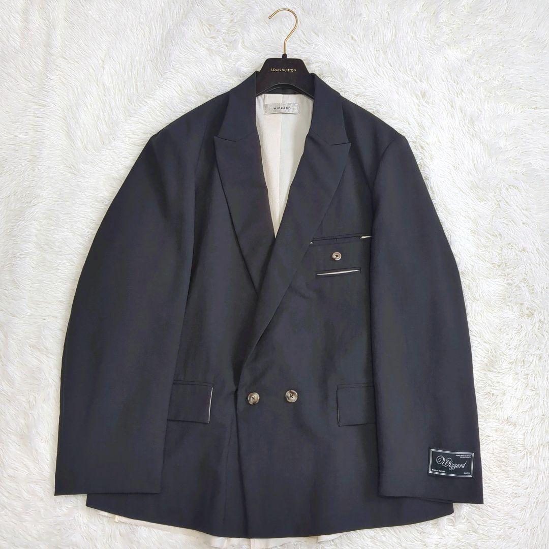 【極美品】WIZZARD 24SS DOUBLE BREASTED JACKET オーバーサイズ XL相当 ブラック テーラードジャケット拍卖