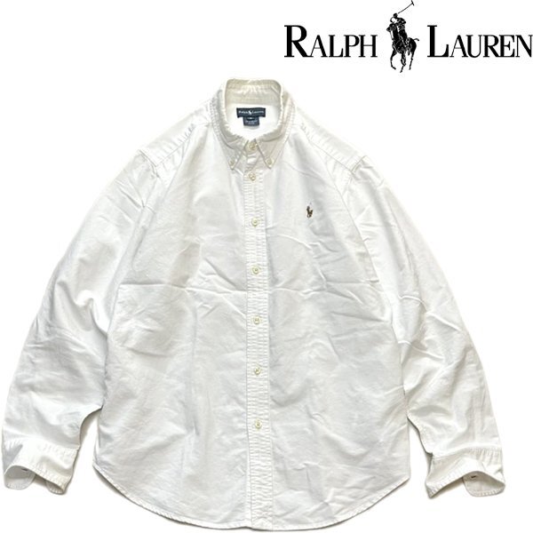 1点物◆ラルフローレン長袖POLO白シャツ古着ボーイズXLメンズレディースOKアメカジ90sストリート/スポーツブランドUSAボタンダウンSM362390拍卖