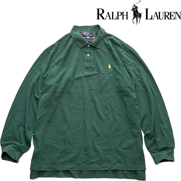 1点物◆ラルフローレン長袖POLO深緑ポロシャツ古着メンズXLレディースOKアメカジ90sストリート/スポーツブランドUSラグビーシャツXXL362391拍卖