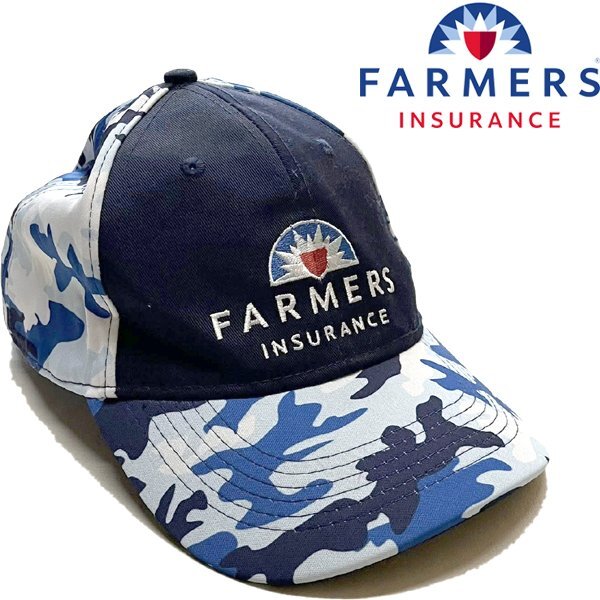 1点物◆FARMERS迷彩柄帽子ベースボールキャップ古着メンズレディースOKアメカジ90sストリート/スポーツブランド青ブルー水色ハット362401拍卖