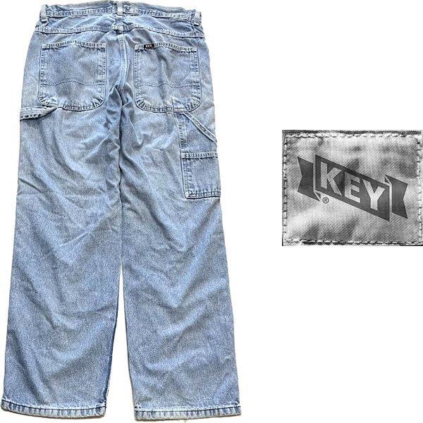 1点物◆キーKEYデニムペインターパンツ古着メンズMレディースOKアメカジ90sストリート/ワークパンツUSAジーンズ中古ブランド362433拍卖