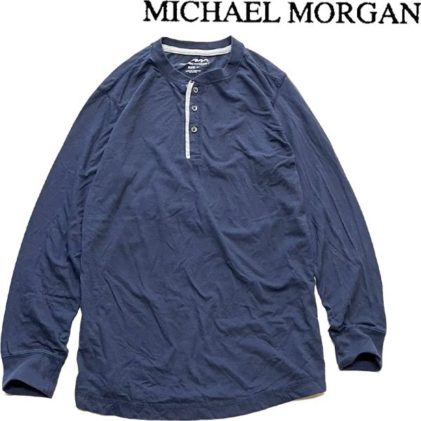 1点物◆マイケルモーガン紺ヘンリーネック長袖ロンTシャツ古着メンズMLレディースOKアメカジ90sストリート/スポーツUSAブランド中古362434拍卖