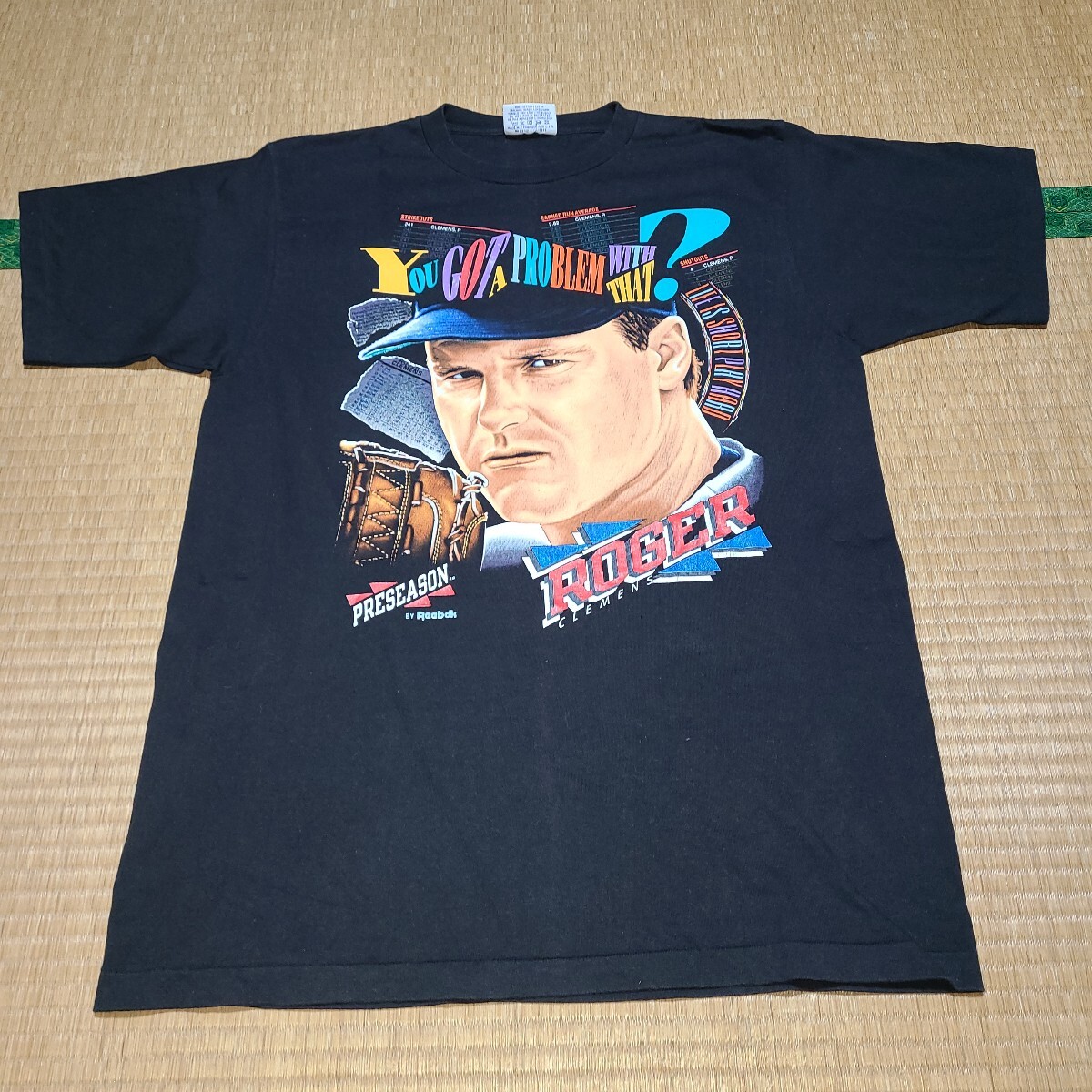 90s USA製 Reebok Roger Clemens Tシャツ サイズL MLB リーボック メジャーリーグ 野球 ロジャークレメンス ベースボール拍卖