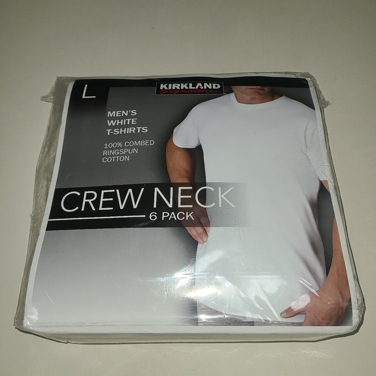 Kirkland メンズ クルーネック Tシャツ 6P サイズL ホワイト拍卖