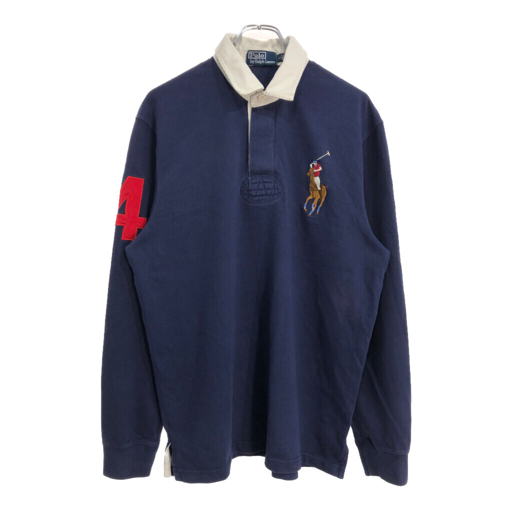 Polo by Ralph Lauren ポロ ラルフローレン ラガーシャツ ネイビー(メンズ L)中古 古着 U6040 1円スタート拍卖
