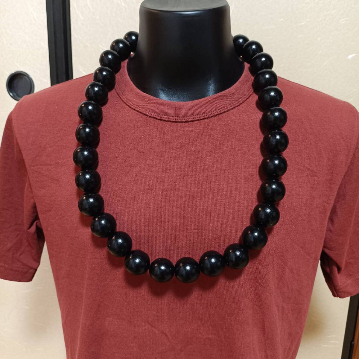 数珠 念珠 ネックレス 木製 弁慶 法霊数珠 極太 29mm玉 全長約90cm拍卖