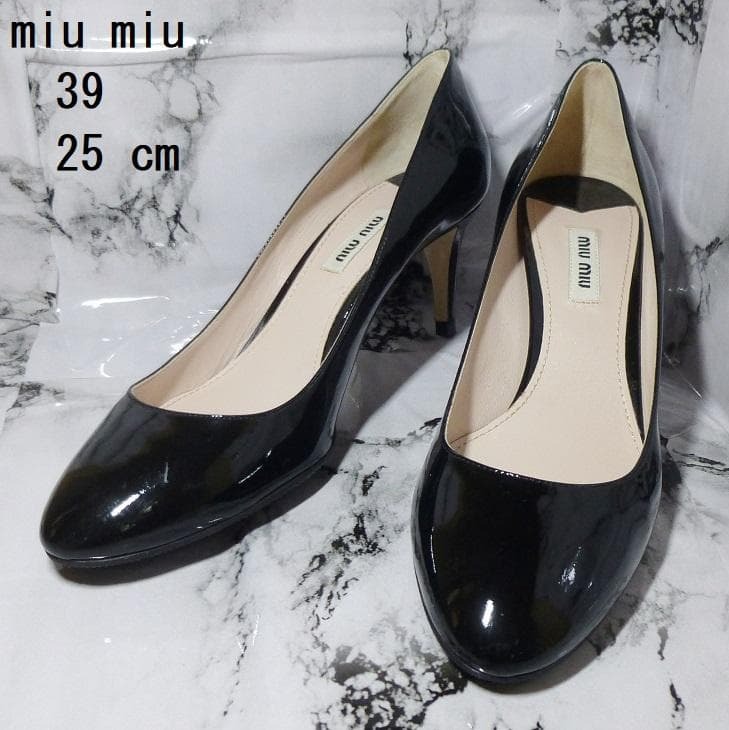 【美品】miu miu ミュウミュウ☆パンプス☆25cm☆黒☆拍卖