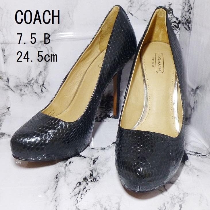 【美品】COACH コーチ☆パンプス☆24.5cm☆黒☆拍卖
