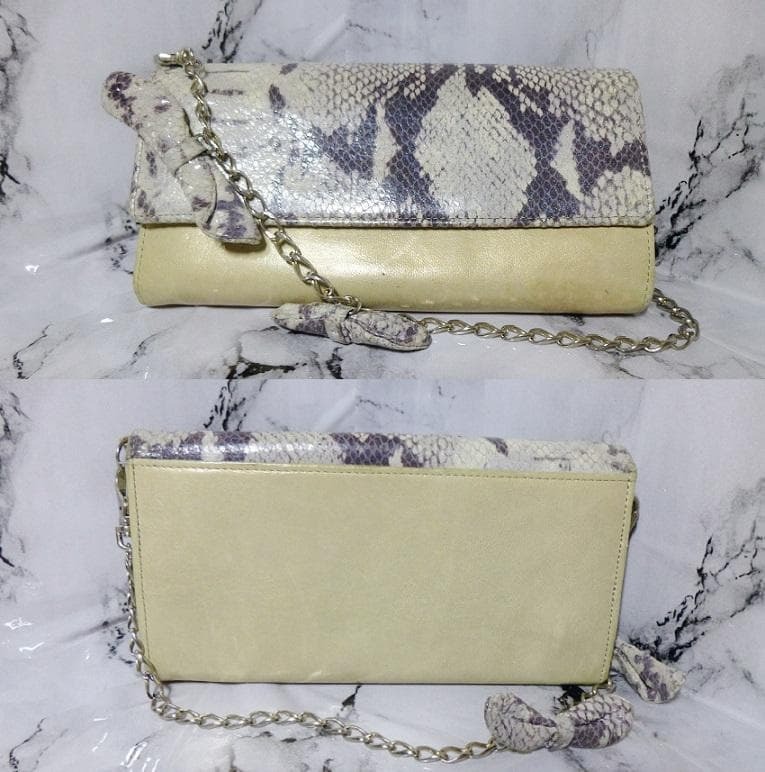 【持ち手チェーン付き】interstaple☆長財布☆ハンドバック☆パイソン柄☆拍卖