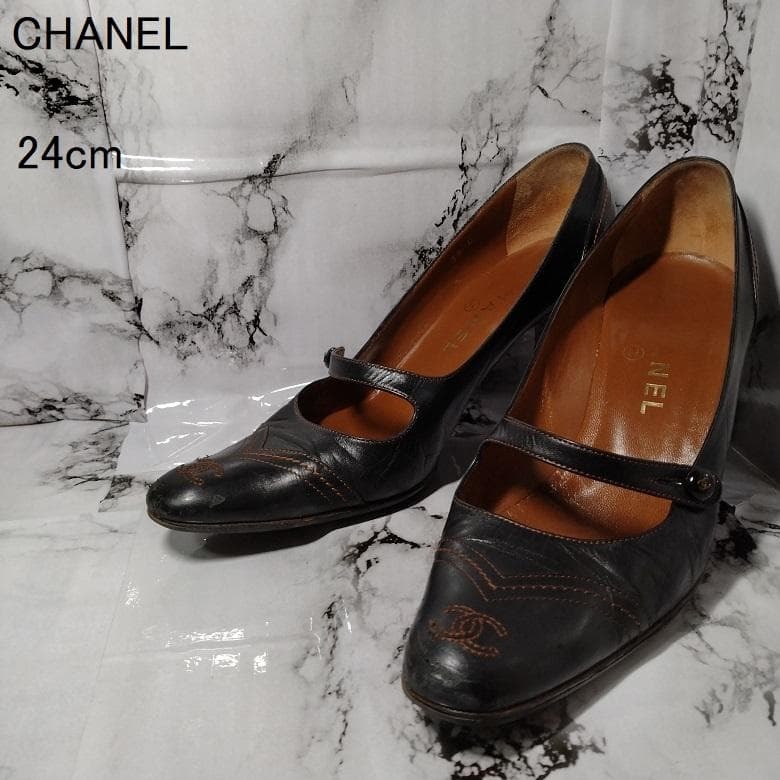 【刺繍】CHANEL シャネル☆パンプス☆24cm☆黒☆拍卖