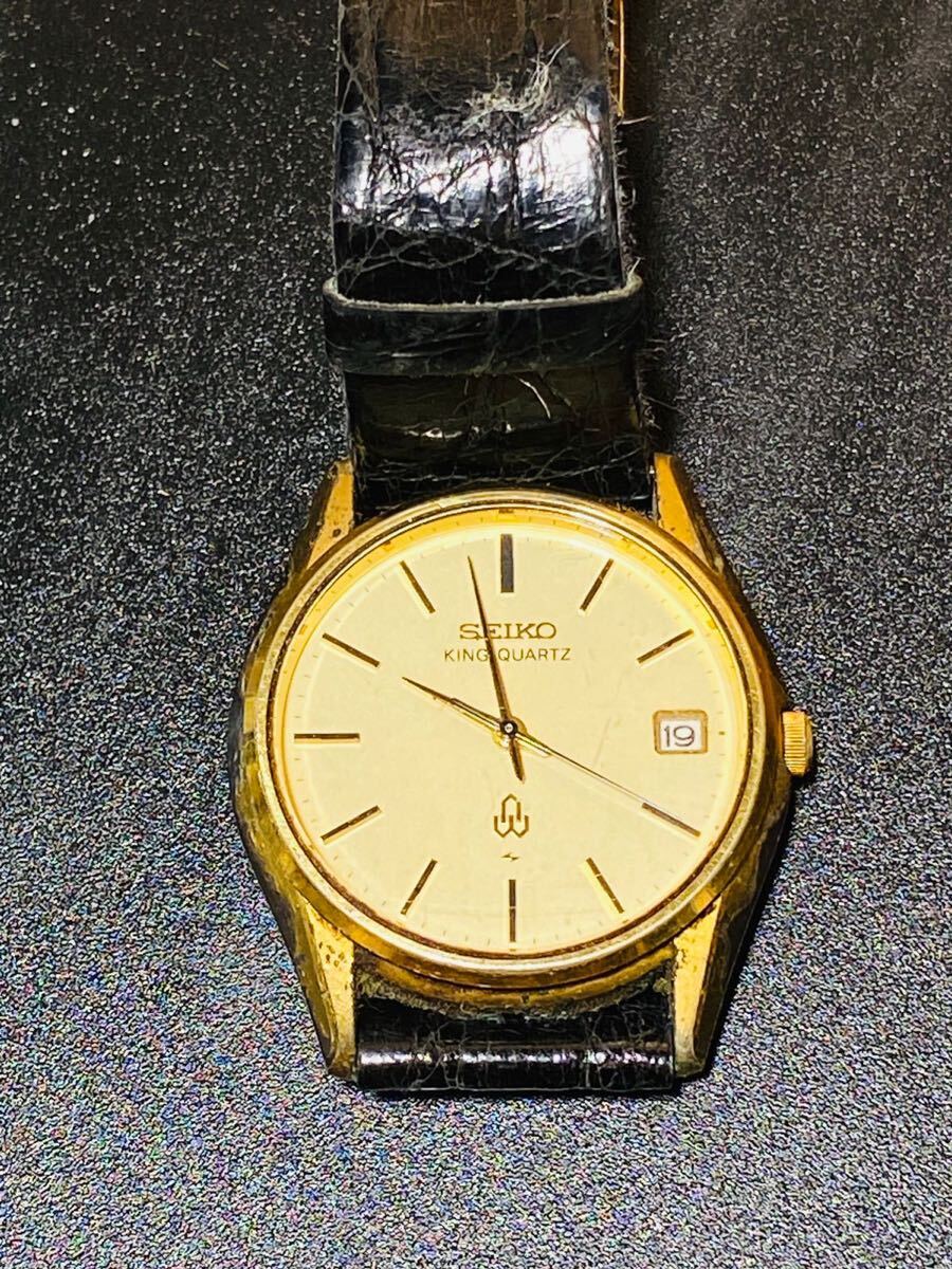 (1274) SEIKO セイコー KING QUARTZ クォーツ 腕時計 ゴールド文字盤 5855-8010 動作未確認 現状渡し拍卖