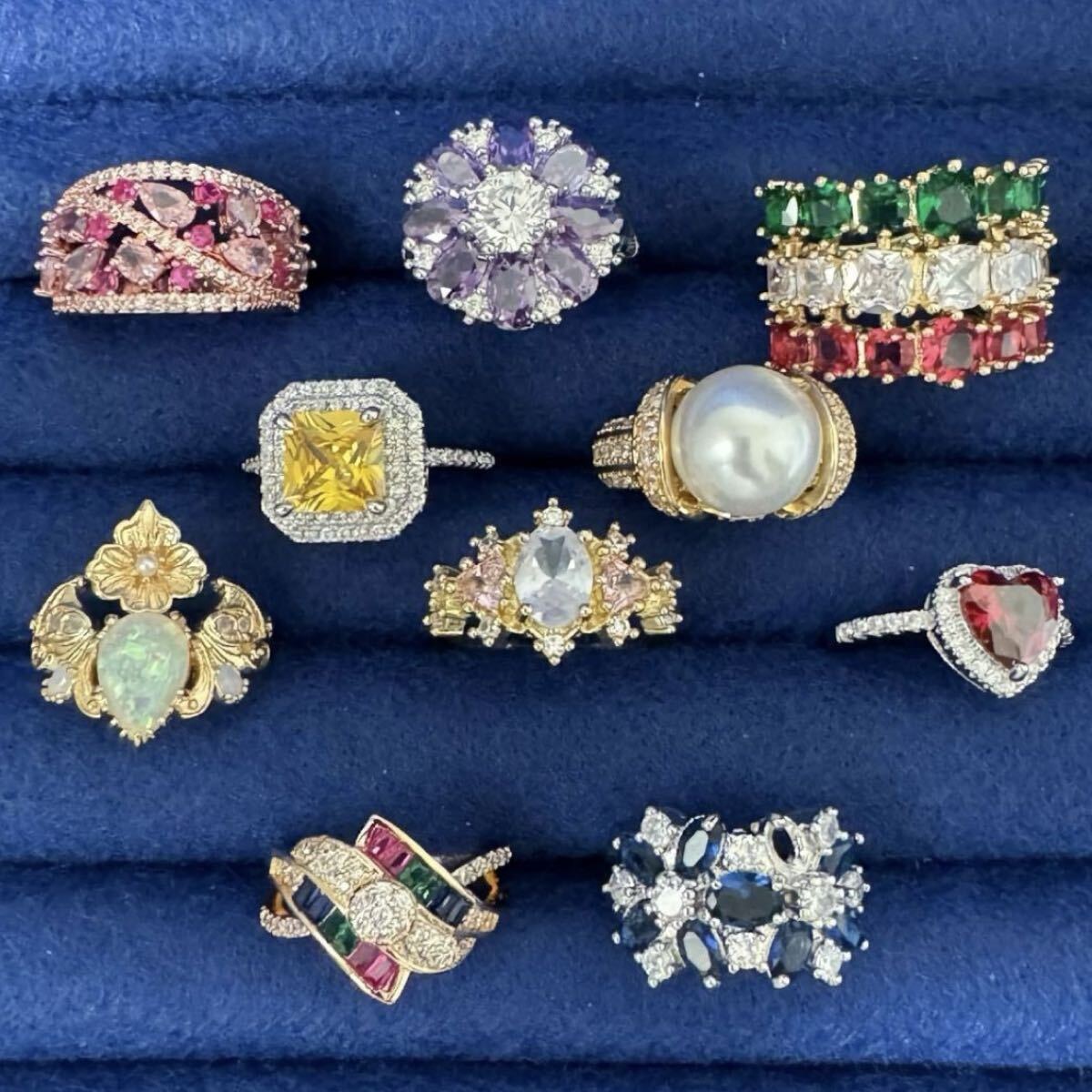 3 ヴィンテージ デザイン アクセサリー リング 指輪 まとめ売り まとめて 大量 アンティーク 昭和レトロ 豪華 カラフル拍卖