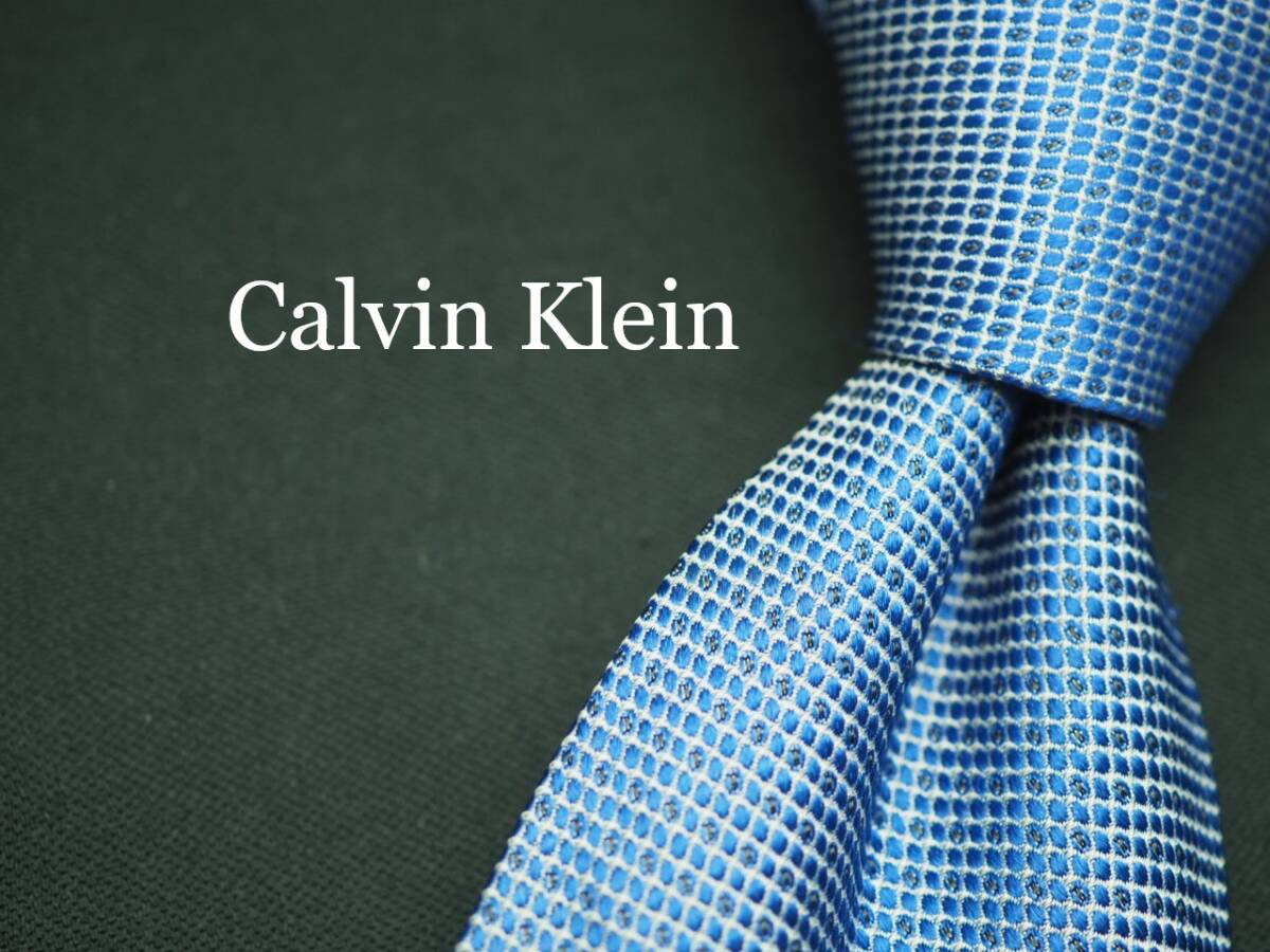 美品【Calvin Klein カルバンクライン】 G1012 ブルー系 SILK ブランド ネクタイ 古着 良品 転売 仕入拍卖