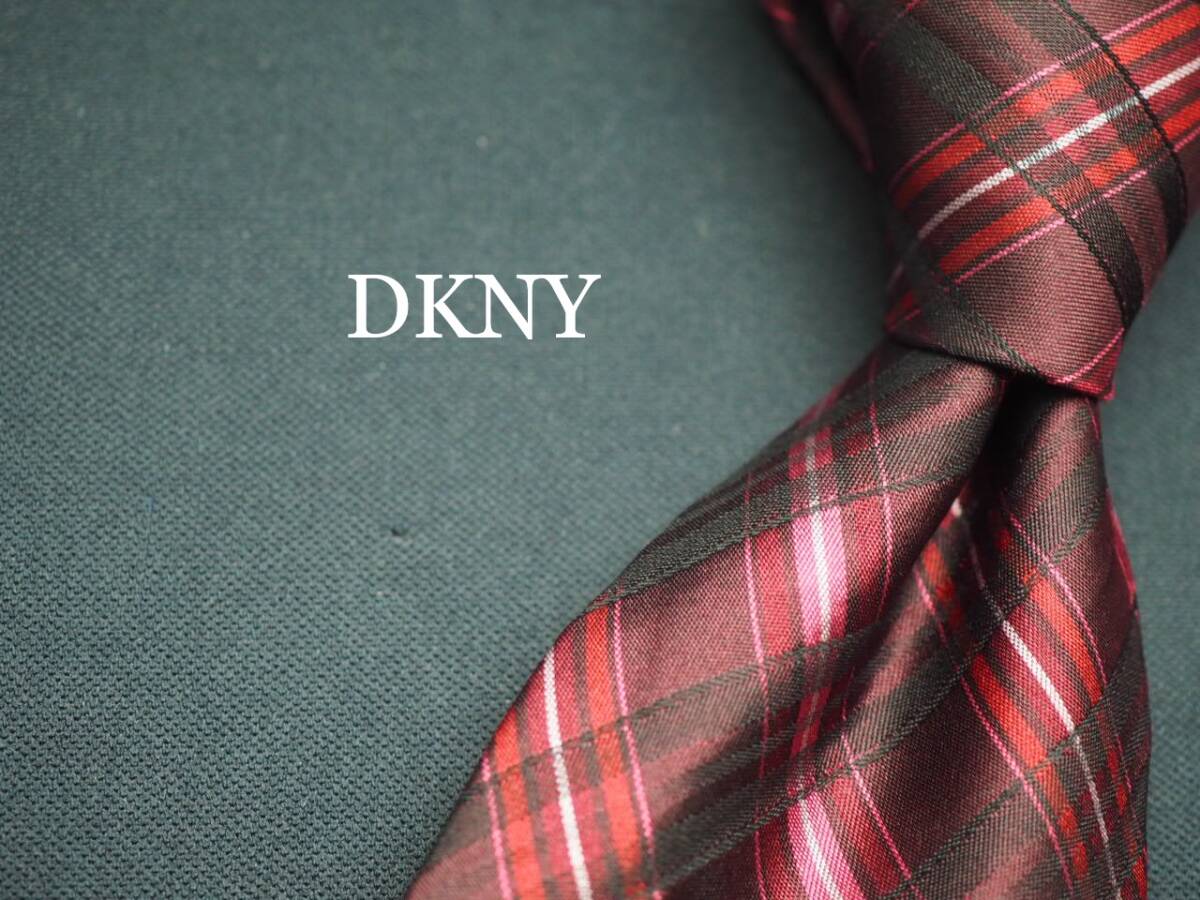 【DKNY ダナキャラン ニューヨーク】 G1047 ワイン系 SILK ブランド ネクタイ 古着 良品 転売 仕入拍卖