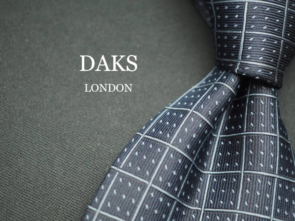 美品【DAKS ダックス】 G1165 ネイビー SILK ブランド ネクタイ 古着 良品 転売 仕入拍卖