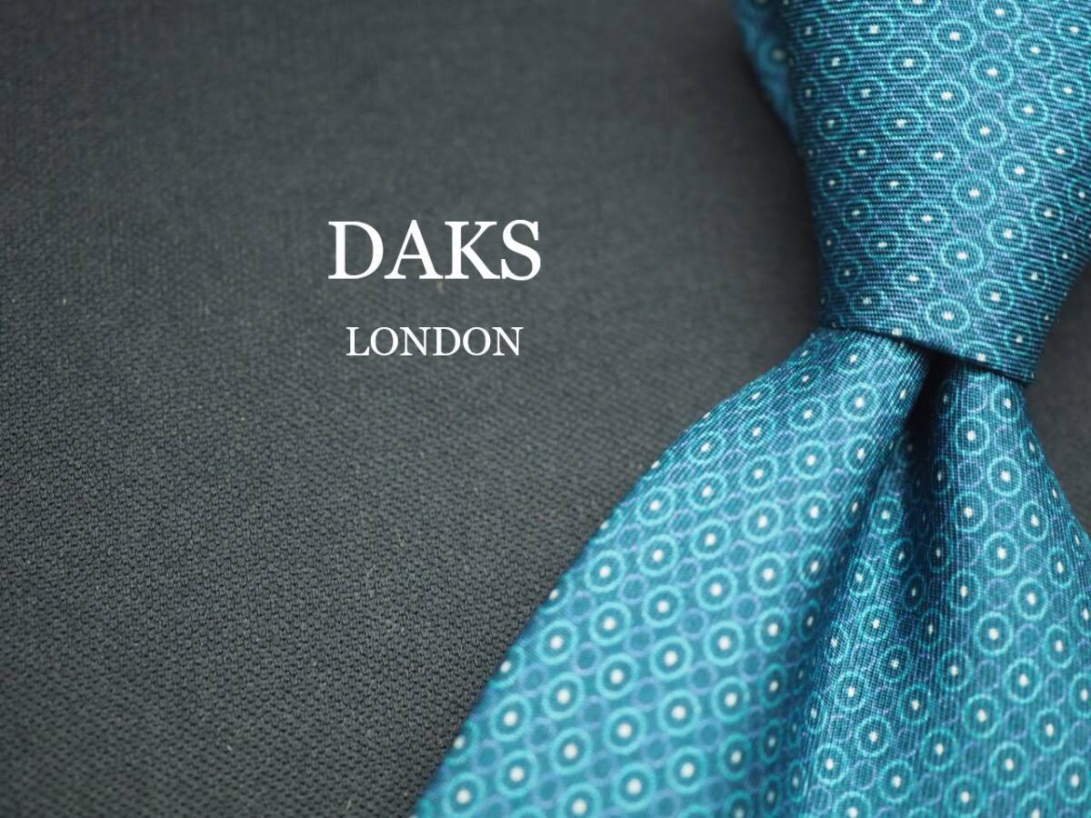 美品【DAKS ダックス】 G1167 ダークエメラルドグリーン系 SILK ブランド ネクタイ 古着 良品 転売 仕入拍卖