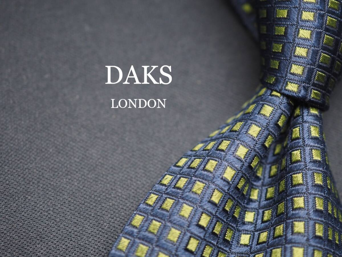 美品【DAKS ダックス】 G1179 ネイビーオリーブ系 SILK ブランド ネクタイ 古着 良品 転売 仕入拍卖