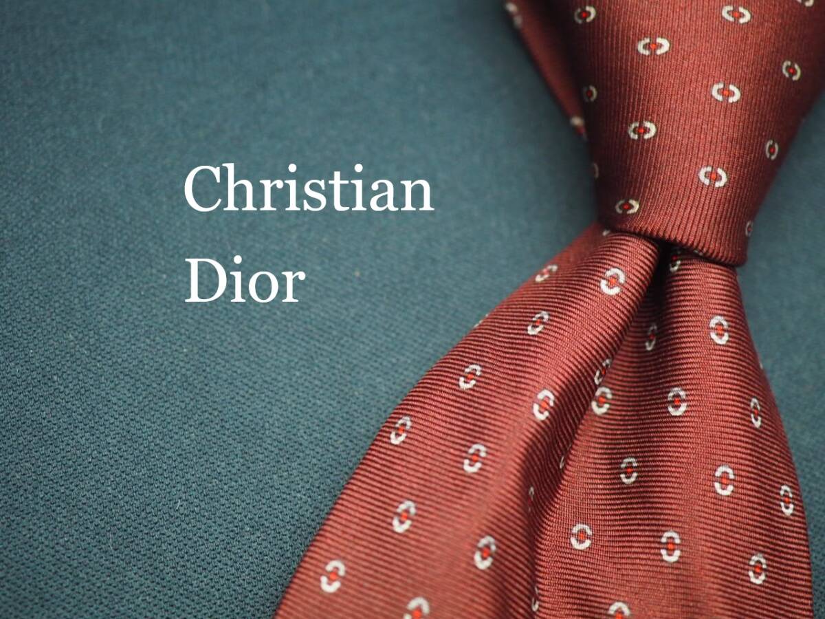 美品【Christian Dior クリスチャン ディオール】 G1215 ワインあずき色系 SILK ブランド ネクタイ 古着 良品 転売 仕入拍卖