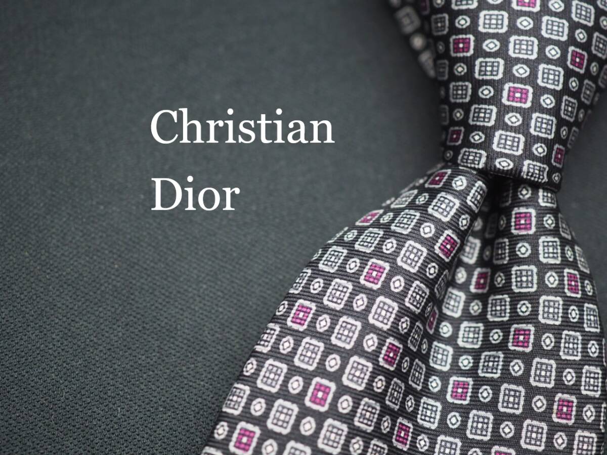 美品【Christian Dior クリスチャン ディオール】 G1218 ブラック系 SILK ブランド ネクタイ 古着 良品 転売 仕入拍卖