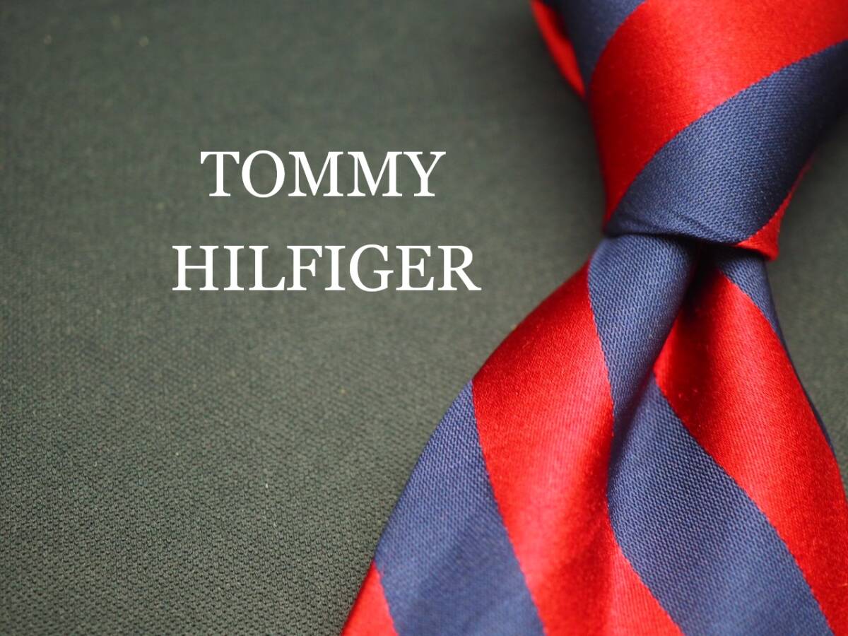 未使用品【TOMMY HILFIGER トミーヒルフィガー】 G1232 赤ネイビー SILK ブランド ネクタイ 古着 良品 転売 仕入拍卖
