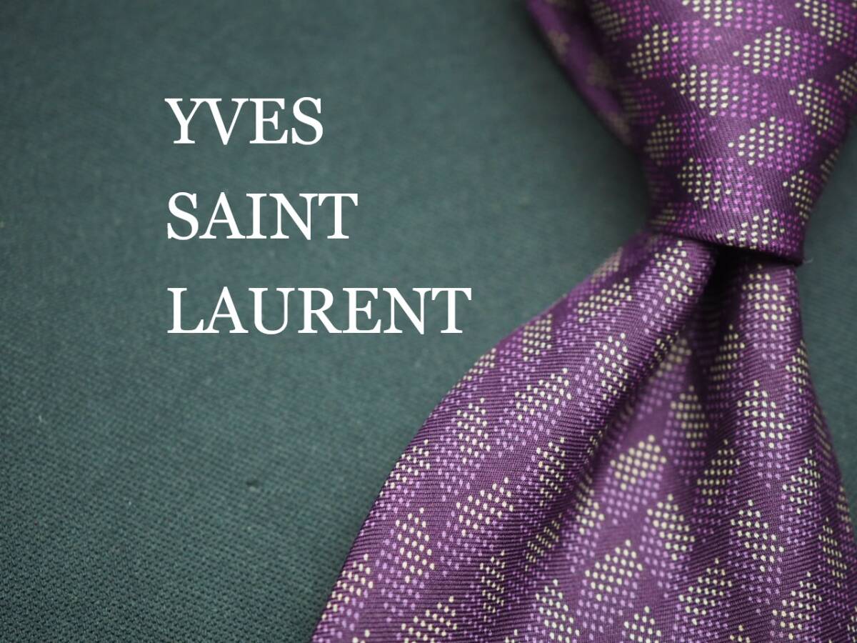 美品【Yves Saint Laurent イヴサンローラン】 G1251 パープル系 SILK ブランド ネクタイ 古着 良品 転売 仕入拍卖