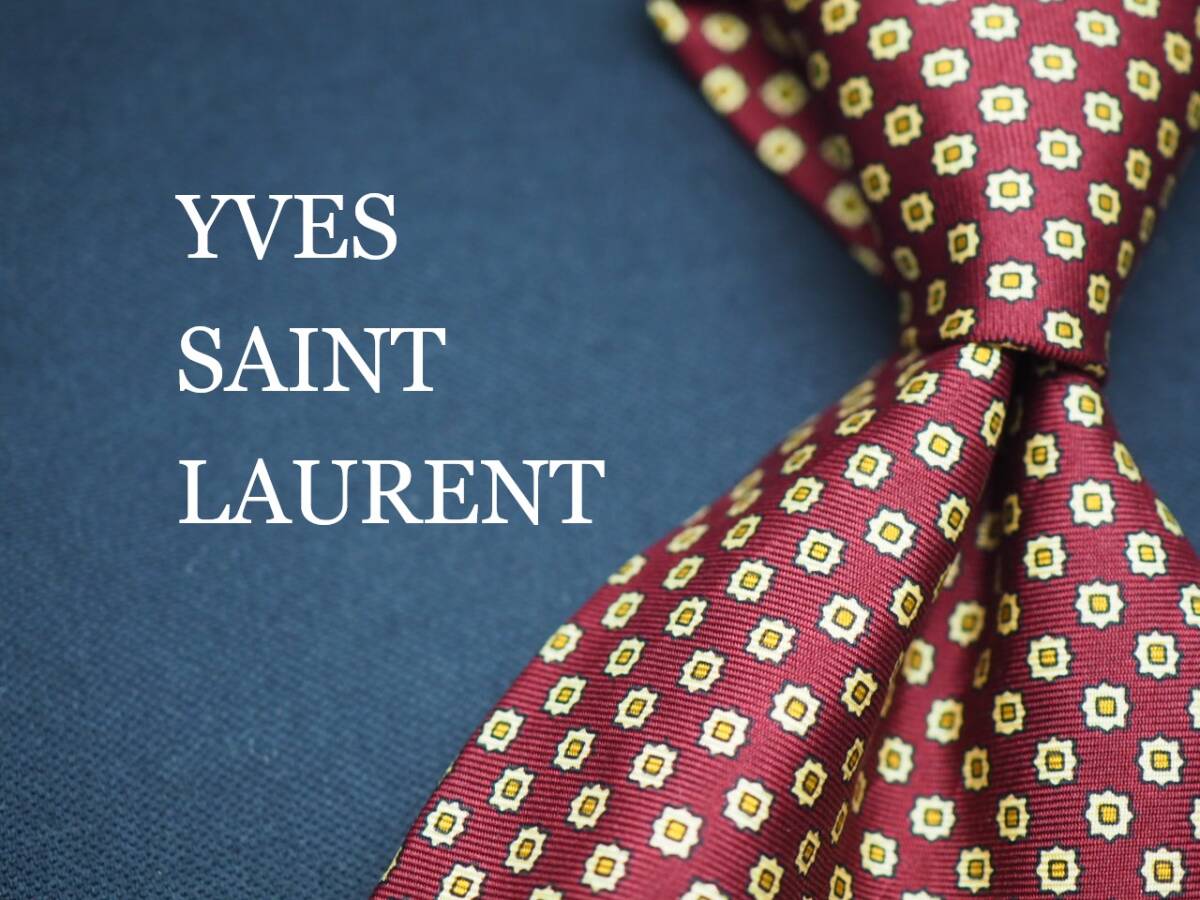 美品【Yves Saint Laurent イヴサンローラン】 G1253 ワイン系 SILK ブランド ネクタイ 古着 良品 転売 仕入拍卖
