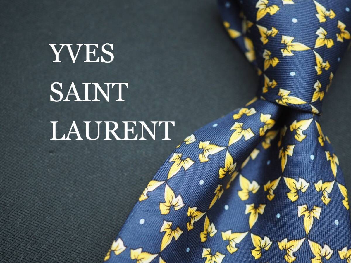 美品【Yves Saint Laurent イヴサンローラン】 G1259 ネイビー系 SILK ブランド ネクタイ 古着 良品 転売 仕入拍卖