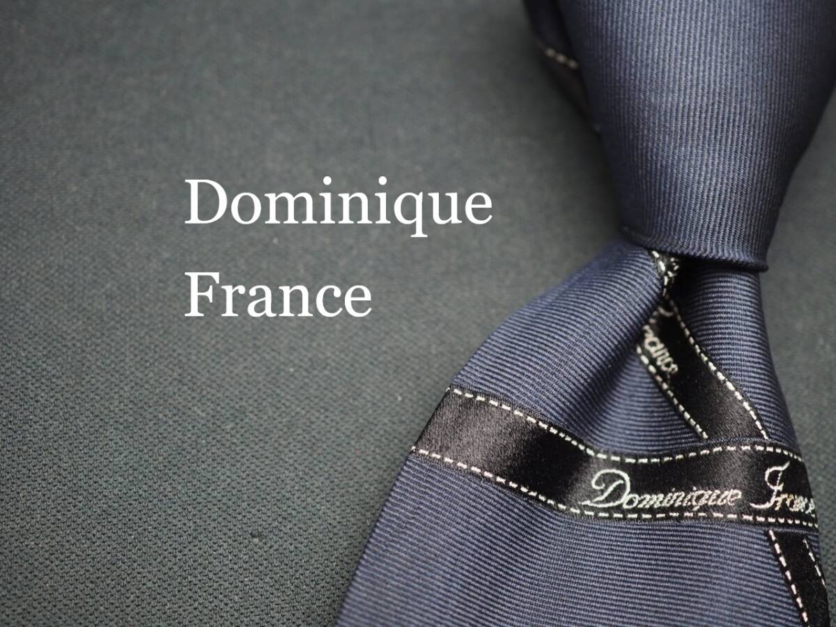 【DOMINIQUE FRANCE ドミニク フランス】 G1264 ロゴ ネイビー系 SILK ブランド ネクタイ 古着 良品 転売 仕入拍卖