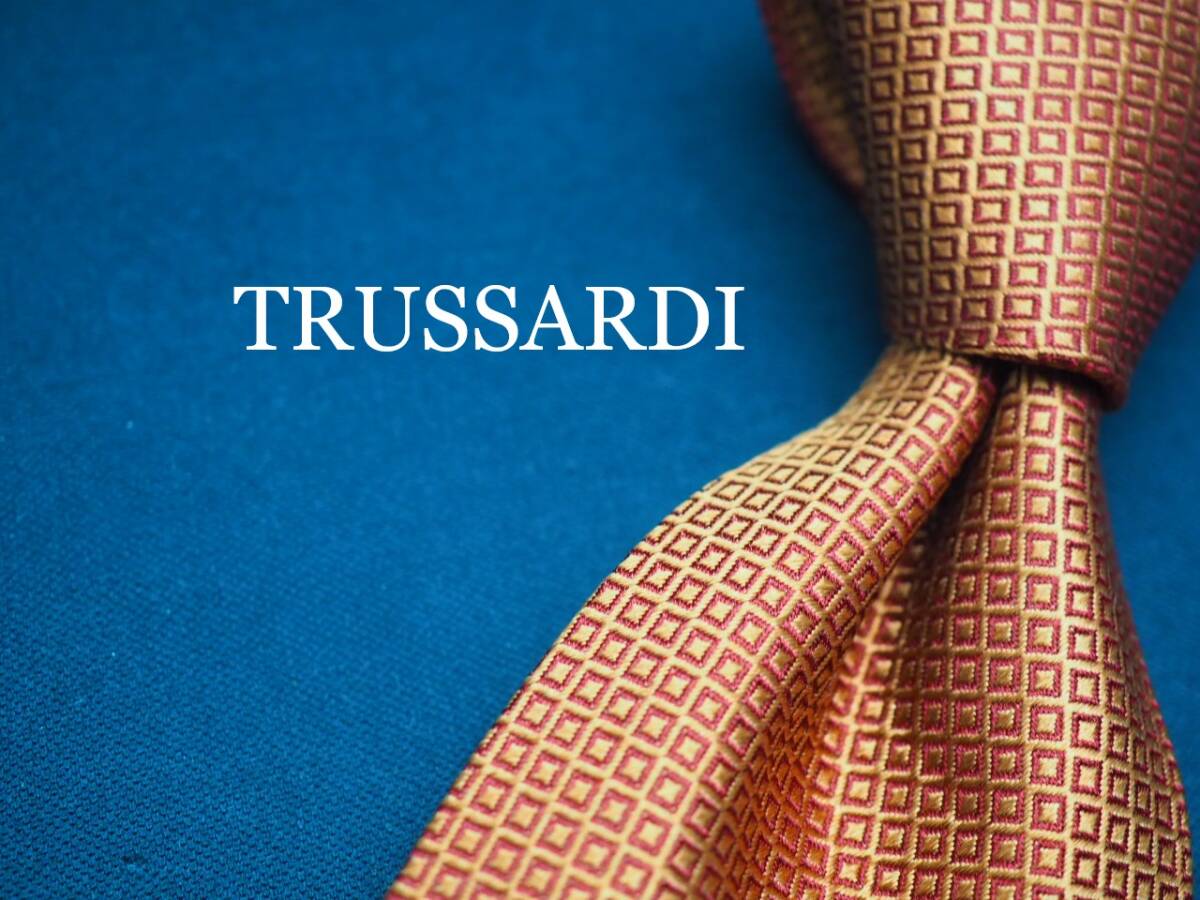 美品【TRUSSARDI トラサルディ】 G1284 オレンジ系 SILK ブランド ネクタイ 古着 良品 転売 仕入拍卖