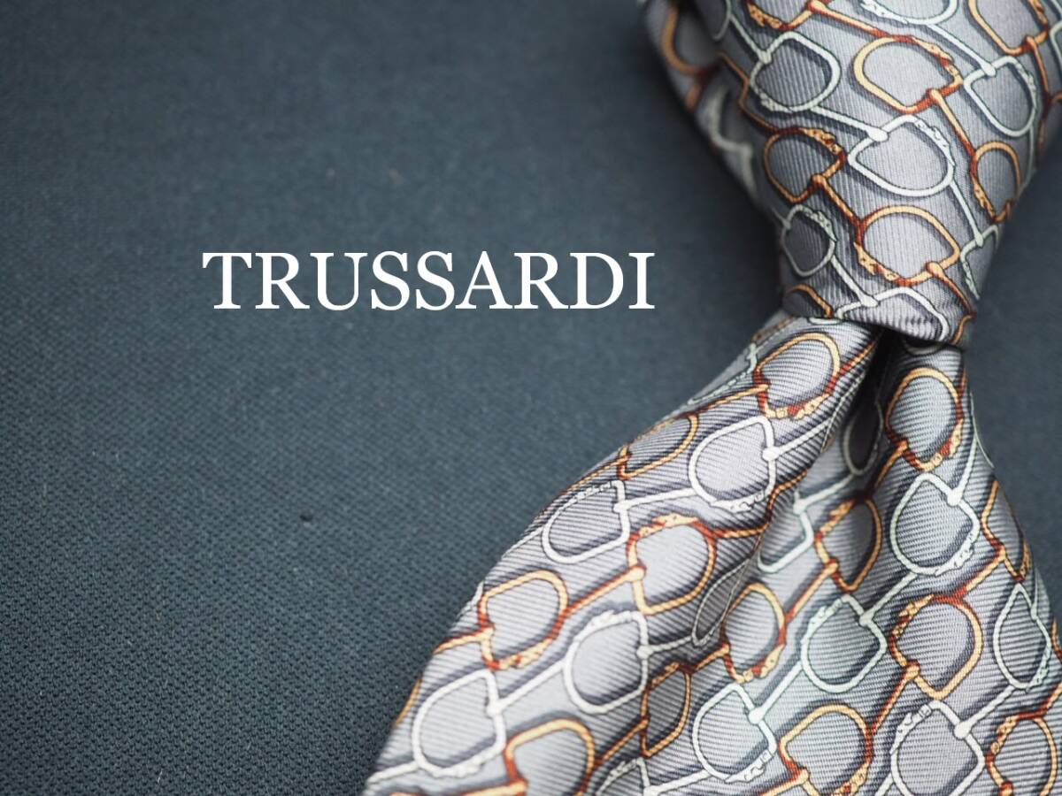 【TRUSSARDI トラサルディ】 G1301 グレー系 SILK ブランド ネクタイ 古着 良品 転売 仕入拍卖