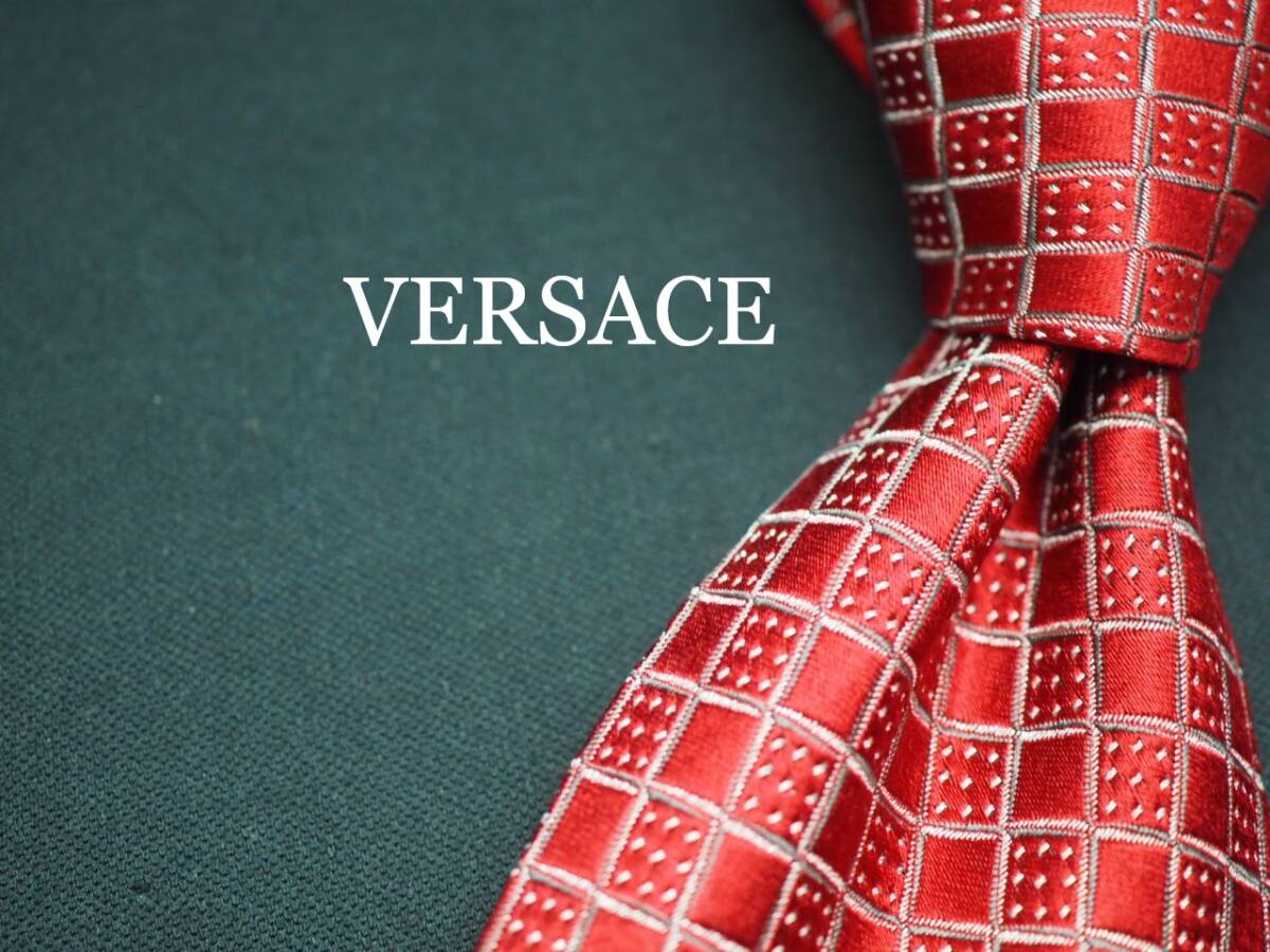 【VERSACE ヴェルサーチ】 G1303 赤系 SILK ブランド ネクタイ 古着 良品 転売 仕入拍卖