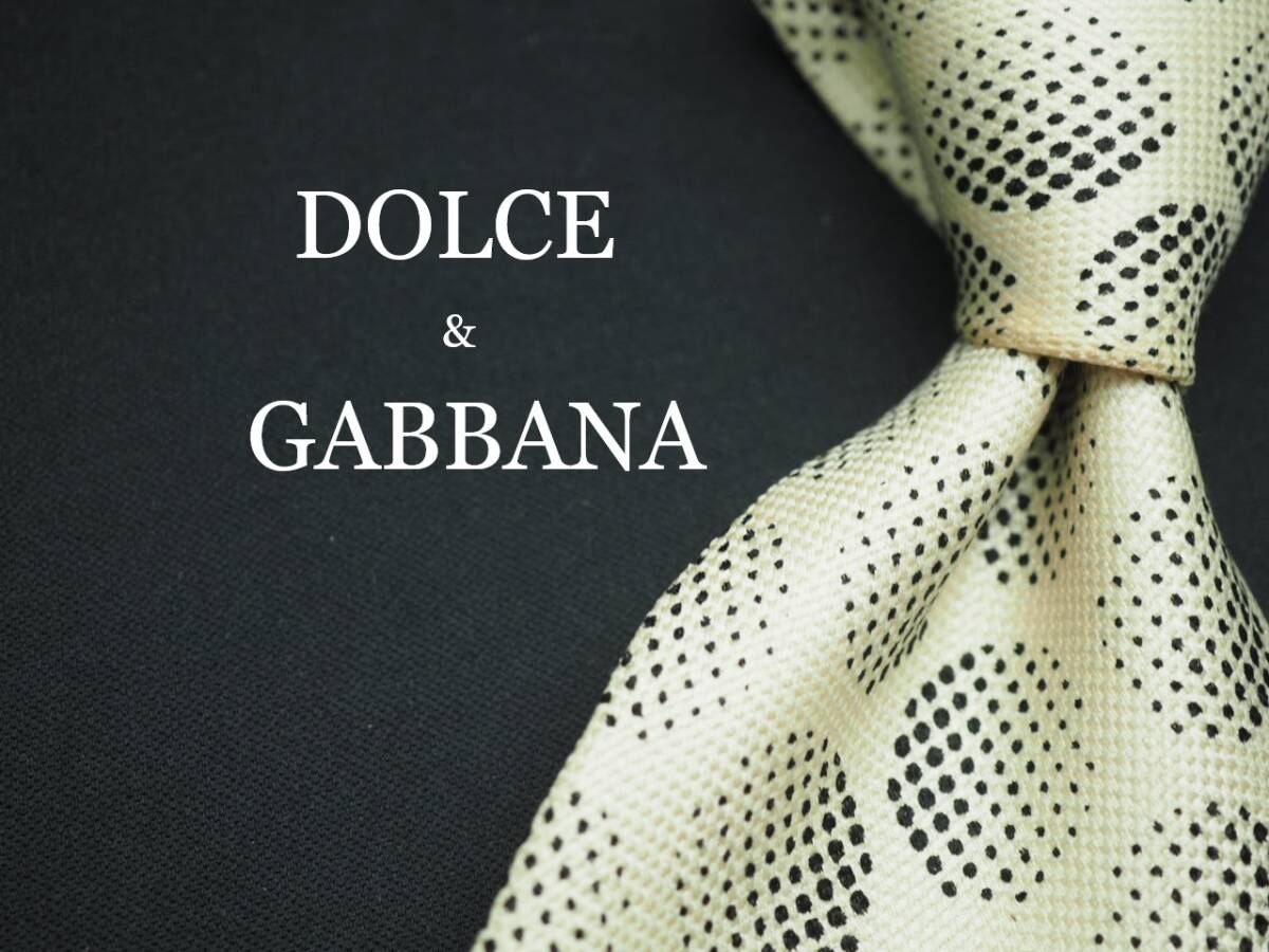 【DOLCE&GABBANA ドルチェ&ガッバーナ】 G1325 アイボリー系 SILK ブランド ネクタイ 古着 良品 転売 仕入拍卖