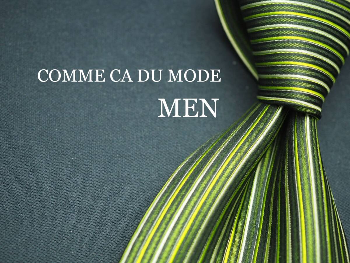美品【COMME CA DU MODE MEN コムサデモード】 G1334 グリーン系 SILK ブランド ネクタイ 古着 良品 転売 仕入拍卖