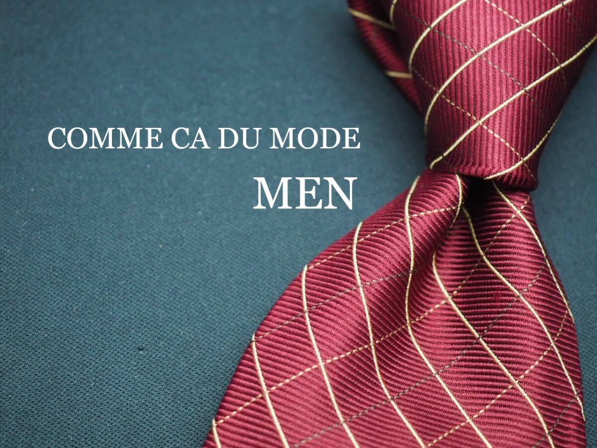 美品【COMME CA DU MODE MEN コムサデモード】 G1339 ワイン系 SILK ブランド ネクタイ 古着 良品 転売 仕入拍卖