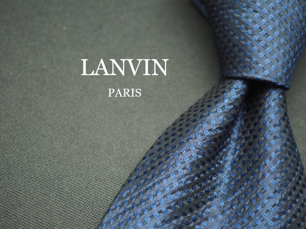 美品【LANVIN ランバン】 G1393 ネイビーブルー SILK ブランド ネクタイ 古着 良品 転売 仕入拍卖