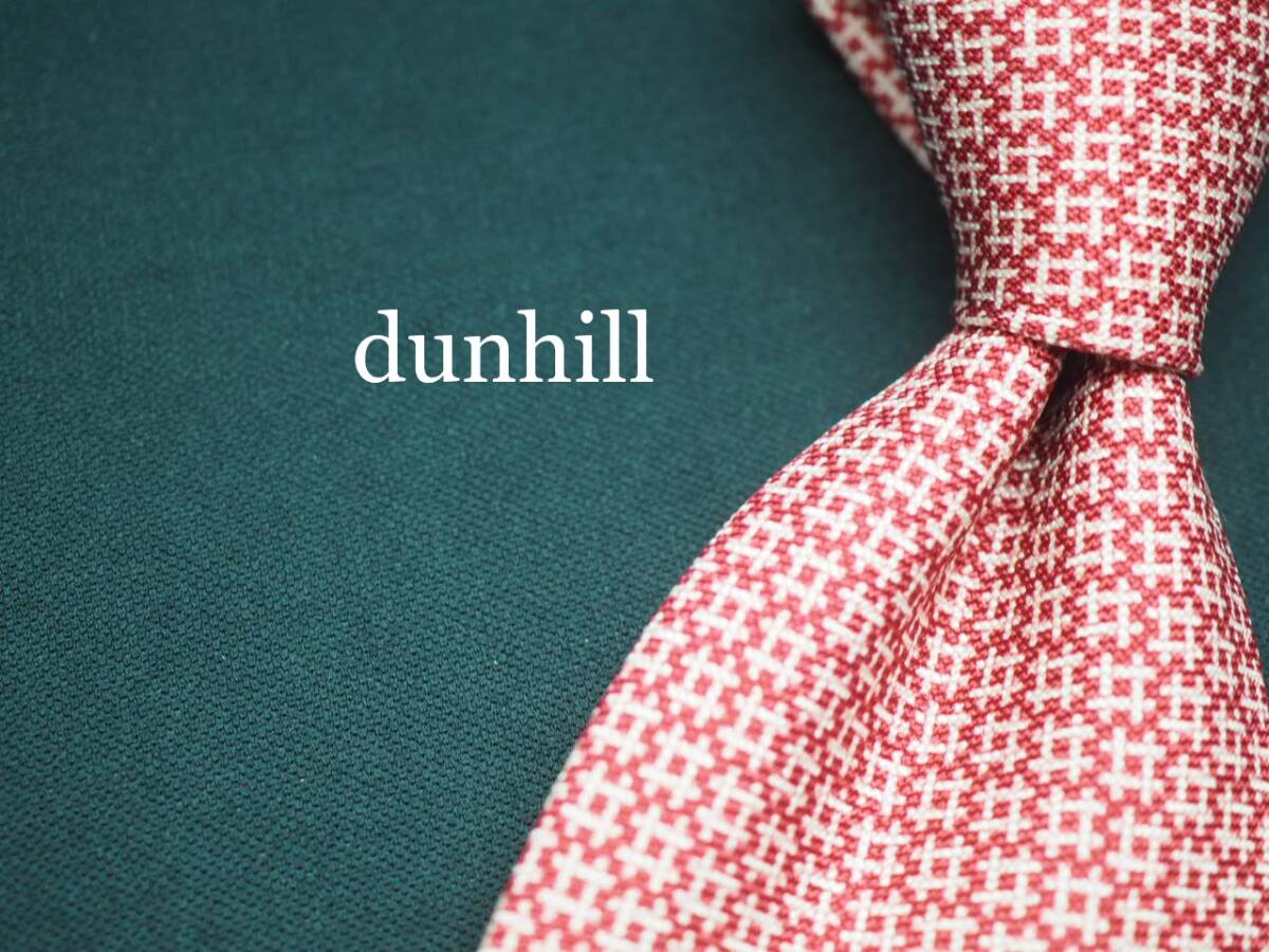 美品【dunhill ダンヒル】 G1421 ワイン ホワイト系 SILK ブランド ネクタイ 古着 良品 転売 仕入拍卖