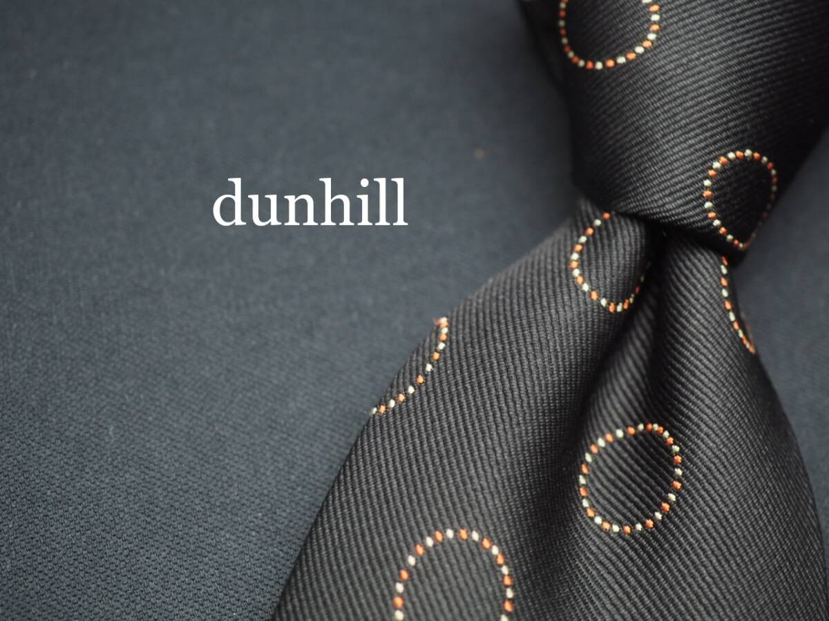 美品【dunhill ダンヒル】 G1441 英国製 ブラック系 SILK ブランド ネクタイ 古着 良品 転売 仕入拍卖
