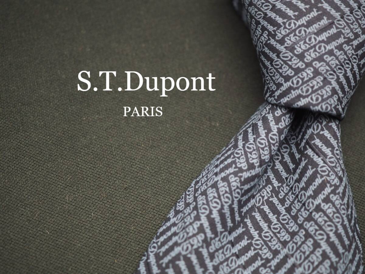 美品【S.T.Dupont デュポン】 G1453 ロゴ SILK ブランド ネクタイ 古着 良品 転売 仕入拍卖