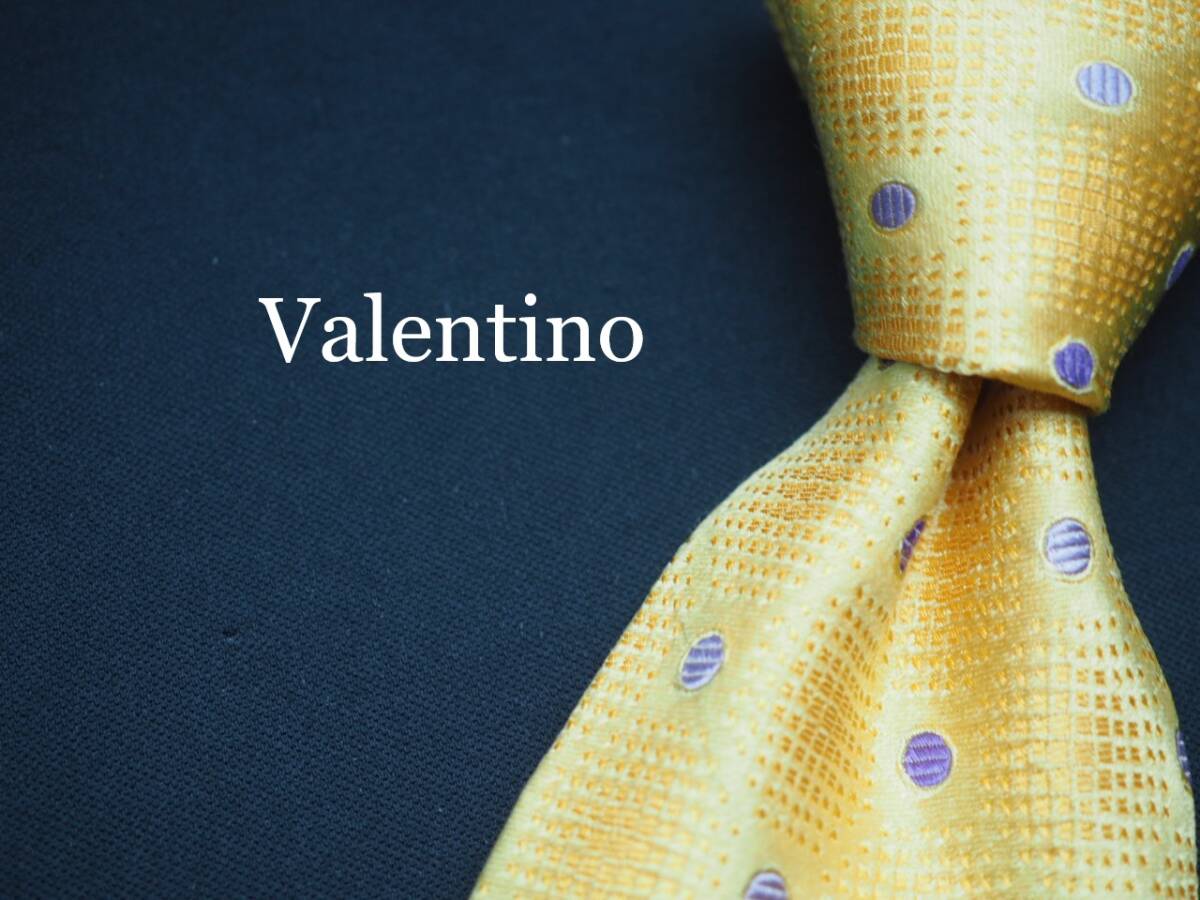 美品【VALENTINO ヴァレンティノ】 G1503 黄系 SILK ブランド ネクタイ 古着 良品 転売 仕入拍卖