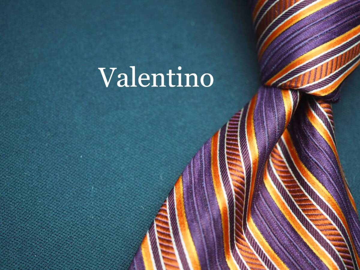 美品【VALENTINO ヴァレンティノ】 G1513 ワイン オレンジ系 SILK ブランド ネクタイ 古着 良品 転売 仕入拍卖