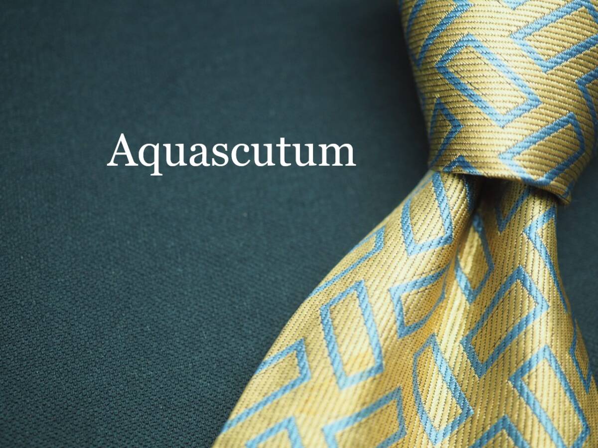 美品【Aquascutum アクアスキュータム】 G1525 シャンパン系 SILK ブランド ネクタイ 古着 良品 転売 仕入拍卖