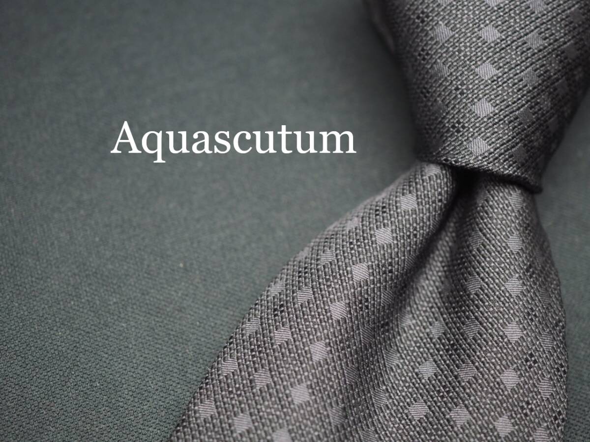 美品【Aquascutum アクアスキュータム】 G1526 グレーブラック系 SILK ブランド ネクタイ 古着 良品 転売 仕入拍卖